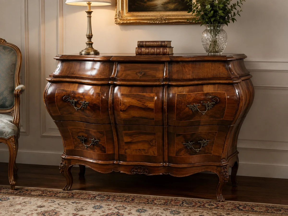 Cassettone con comodini stile luigi XV/ rococò revival